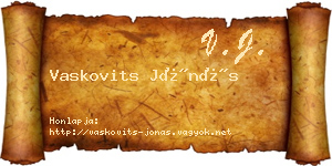 Vaskovits Jónás névjegykártya